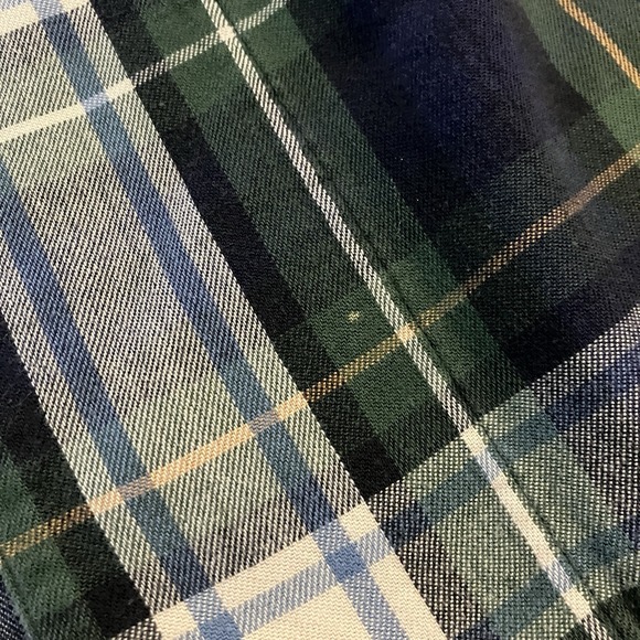 Vintage L.L. Bean Plaid Robe Mens M Green Blue Cotton Dressing Bath Waist Tie - Picture 11 of 11